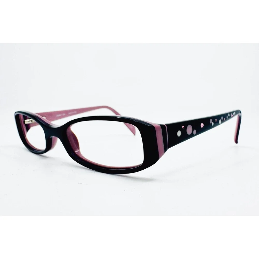 Chelsea Morgan Eyeglasses Womens Black Pink Polka Dot CMM811 BK 48-17-130